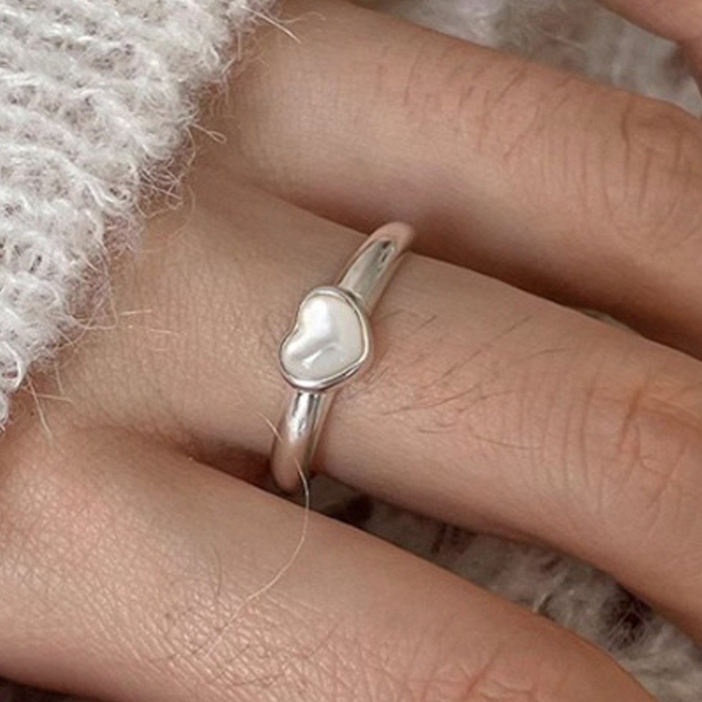 Statement Cocktail Ring - BF CLUB 925 เงินสเตอร์ลิงแหวนผู้หญิงเครื่องประดับหัวใจหินเปิด Vintage Handmade