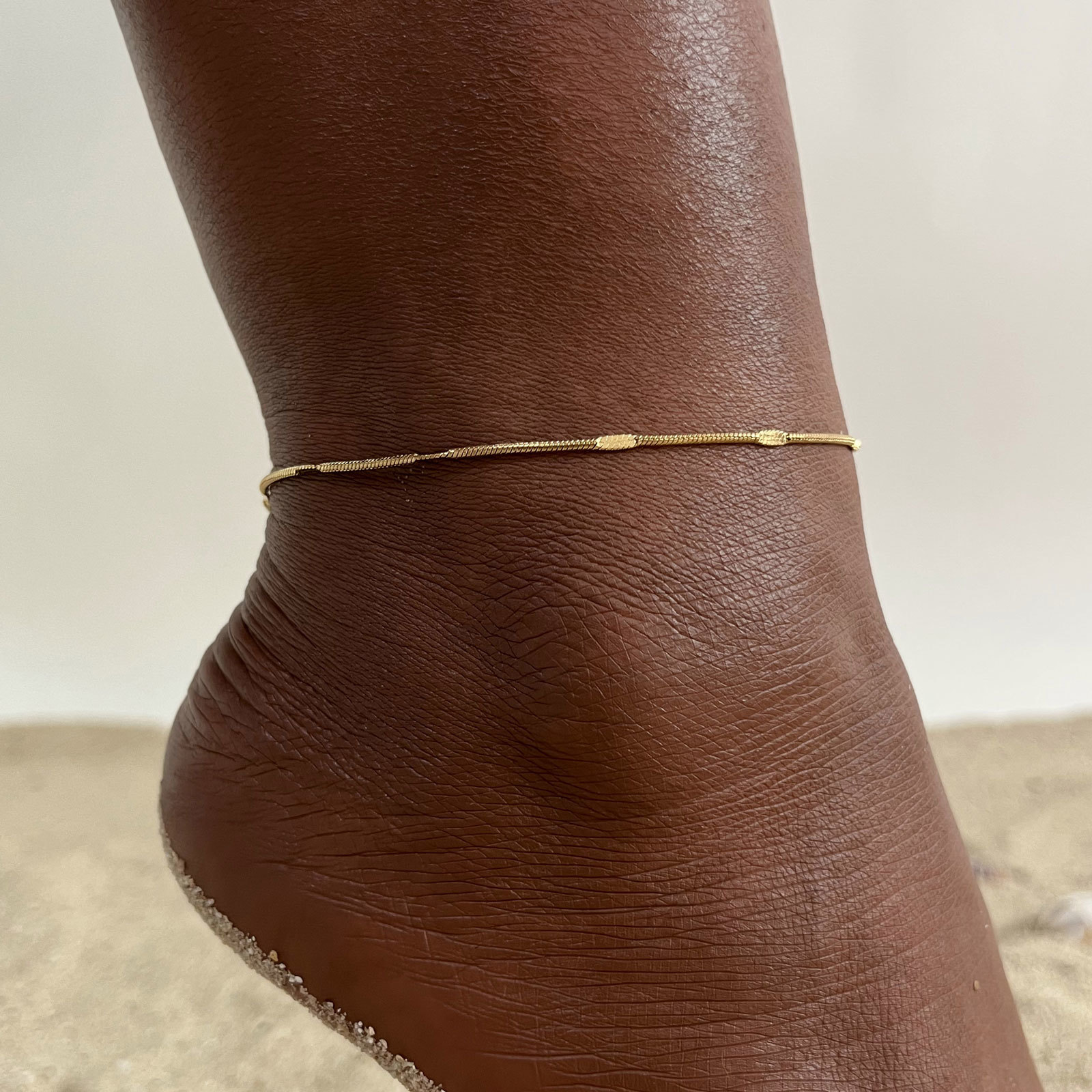 Jc Jewelry & Watches - ผู้หญิง Dainty Squashed งู Anklets เครื่องประดับ,ทองสีสแตนเลส