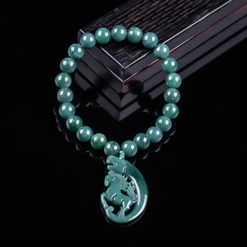 Jewelry & Watches Sp Z Oo Ul Frezerów 3 - สร้อยข้อมือถักมือจากหยกธรรมชาติสีน้ำเงินลายม้าตามปีนักษัตร เครื่องประดับหรูหรา แฟชั่นจิวเวลรี่ พร้อมใบรับรองของขวัญ
