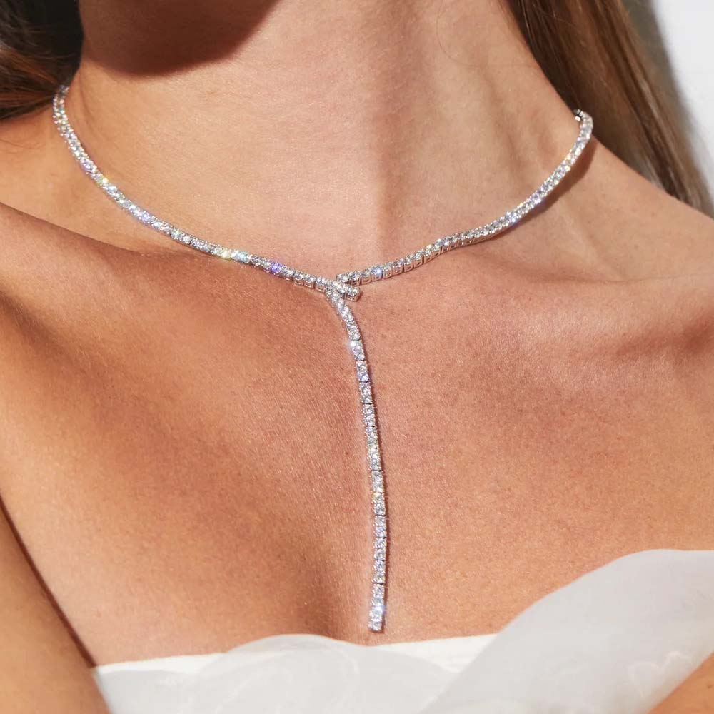 Crystal Choker Necklace - Stonenfans ยาว Y รูป Lariat Link