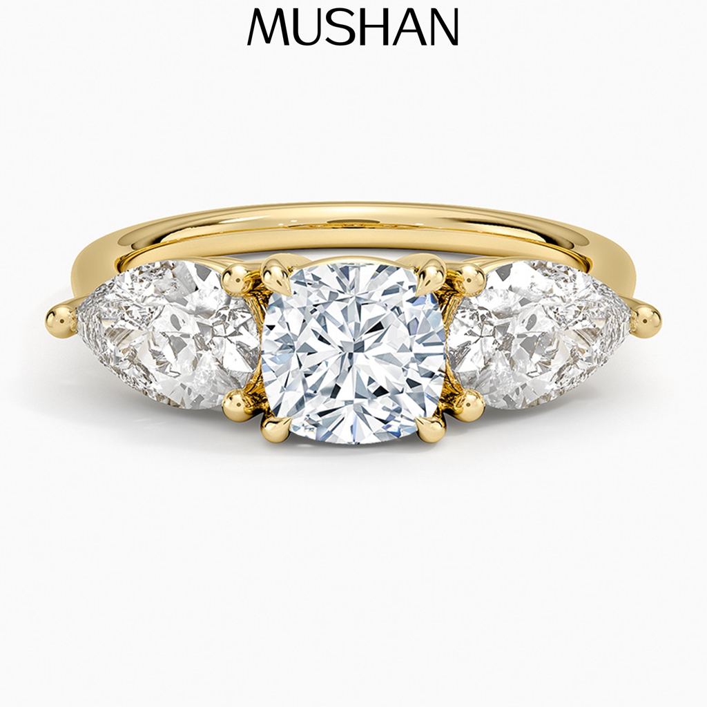 Sterling Silver Ring - แหวนเงินแท้ MUSHAN ประดับเพชรโมอิสซาไนต์ สี D ระดับความสะอาด