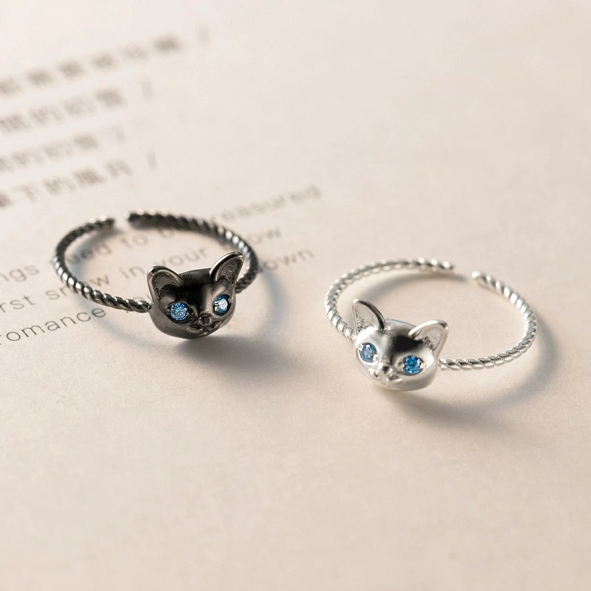 Statement Cocktail Ring - แหวนเงินแท้925สำหรับแมวแหวนปรับได้สำหรับผู้หญิงเครื่องประดับงานแต่งงานและเครื่องประดับ925เงิน
