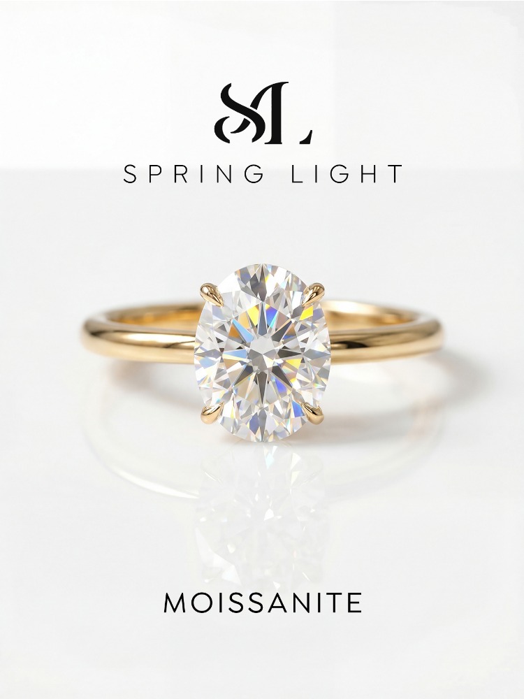 Statement Cocktail Ring - แหวนหมั้นเพชรโมอิสซาไนต์ทรงรีขนาด 1-2 กะรัต สำหรับผู้หญิง เงินแท้ 925