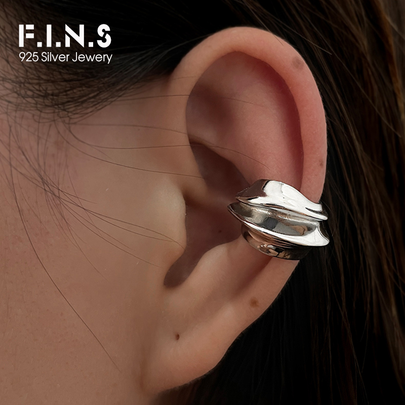 Ear Cuff No Piercing - F.I.N.S 1PC ยุ้ยกว้าง S925เงินสเตอร์ลิงรูปทรงเรขาคณิตหูคลิปเจาะ Bump Earcuff