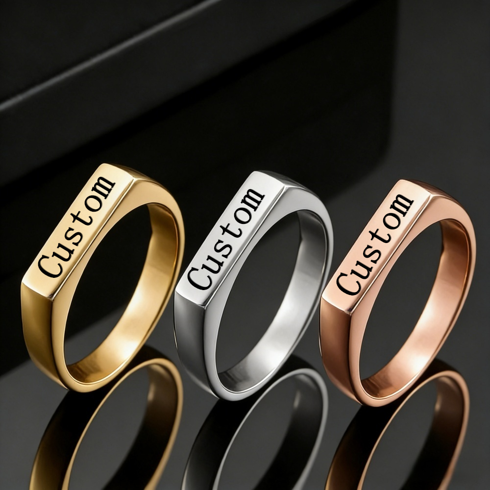 Statement Cocktail Ring - แหวนสลักชื่อ รูปภาพ สแตนเลสสตีล แหวนคู่รัก ครอบครัว งานหมั้น