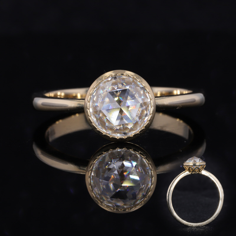 Moissanite Ring - แหวนหมั้นทองคําขาว 10k 7.5 มม. แหวน Moissanite
