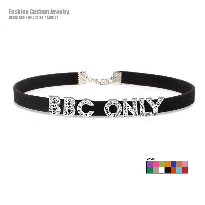 Crystal Choker Necklace - Rhinestone Letter BBC เท่านั้นสร้อยคอผู้หญิงที่กําหนดเองชื่อ Choker COLLAR