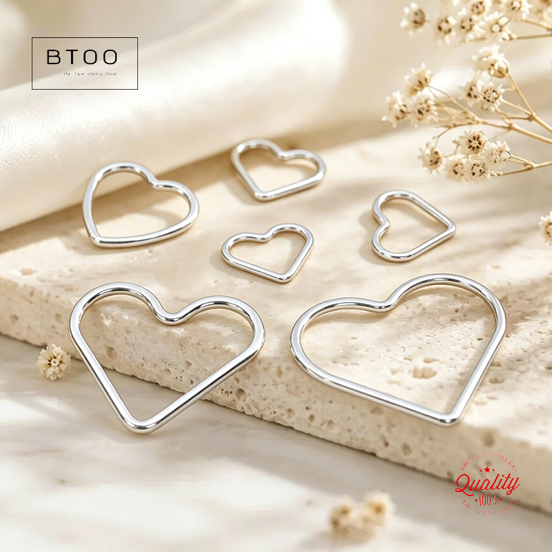 Sterling Silver Ring - ห่วงกลมรูปหัวใจเงินแท้ 925 แบบปิด สำหรับงาน DIY เครื่องประดับ