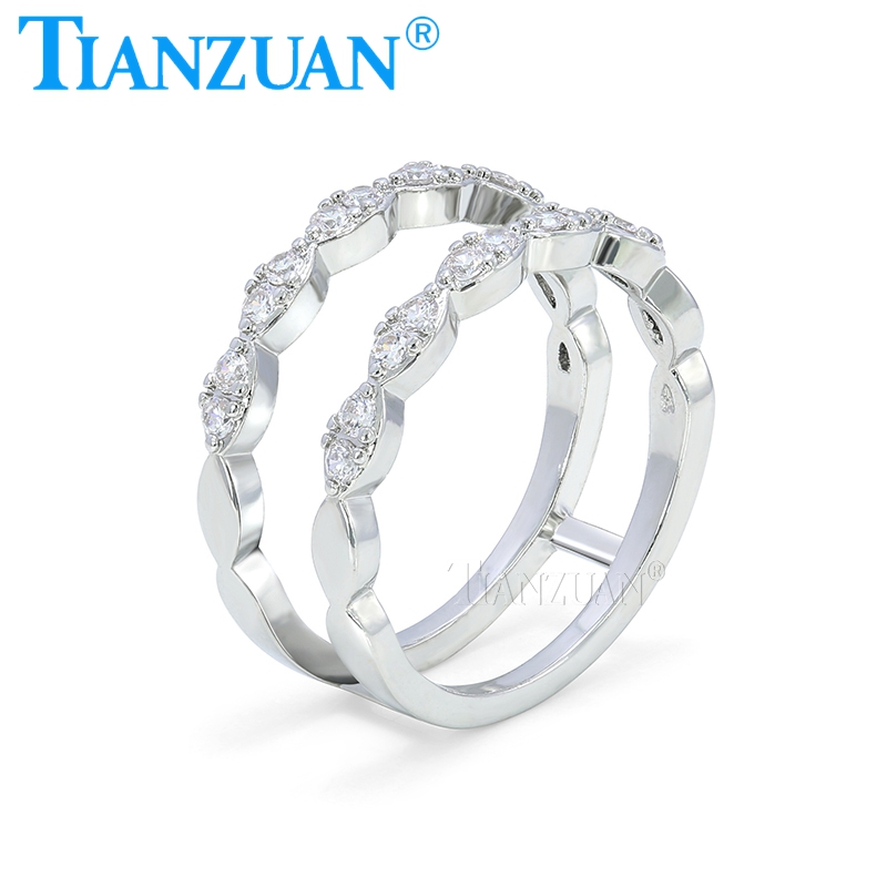 Moissanite Ring - Vintage แหวนคู่ 925 เงินสเตอร์ลิงสําหรับสาวของขวัญ Love Double