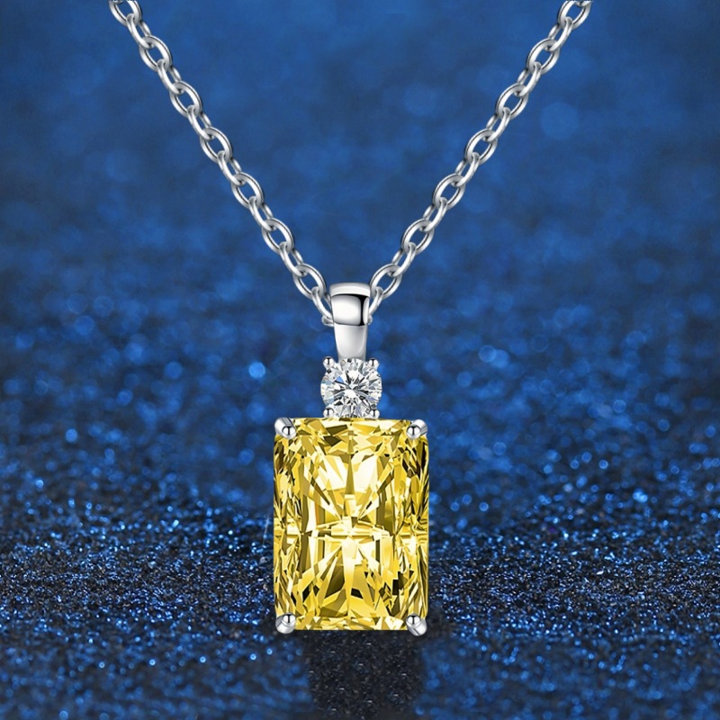 Crystal Choker Necklace - 100% 925 เงินสเตอร์ลิงมรกตตัด Lab Citrine ไพลินอัญมณีจี้สร้อยคอ