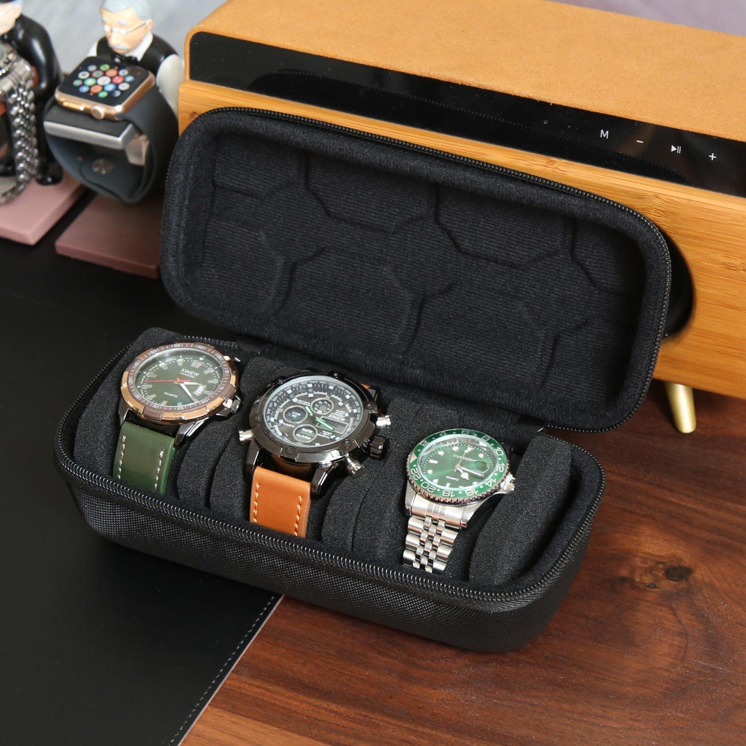 Watch Display Box - กล่องใส่นาฬิกาสําหรับผู้ชายหรือผู้หญิง,นาฬิกากระเป๋าเดินทางแบบพกพานาฬิกาผู้ถือจอแสดงผลสําหรับนาฬิกาข้อมือและนาฬิกาสมาร์ท