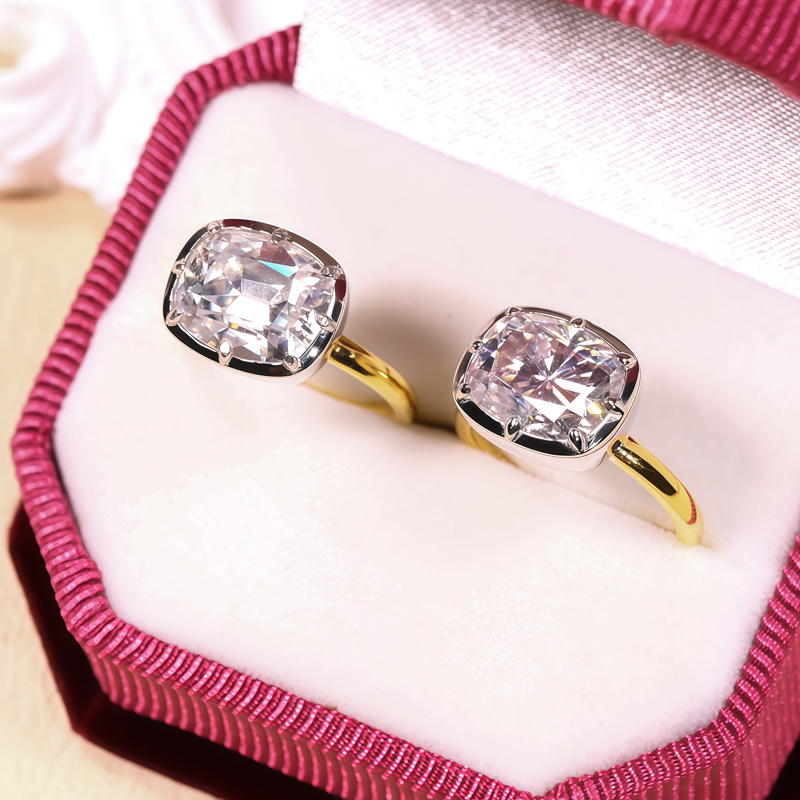 Moissanite Ring - แหวนสั่งทำพิเศษ มอยส์ซาไนต์ทรงคุชชั่น สี D ความสะอาด VVS1