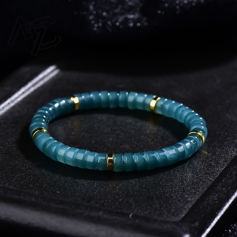 Jewelry & Watches Sp Z Oo Ul Frezerów 3 - สร้อยข้อมือลูกปัดหยกธรรมชาติสีน้ำเงินคุณภาพหรูหรา เครื่องประดับแฟชั่น ดีไซน์ประณีต พร้อมใบรับรองของขวัญ