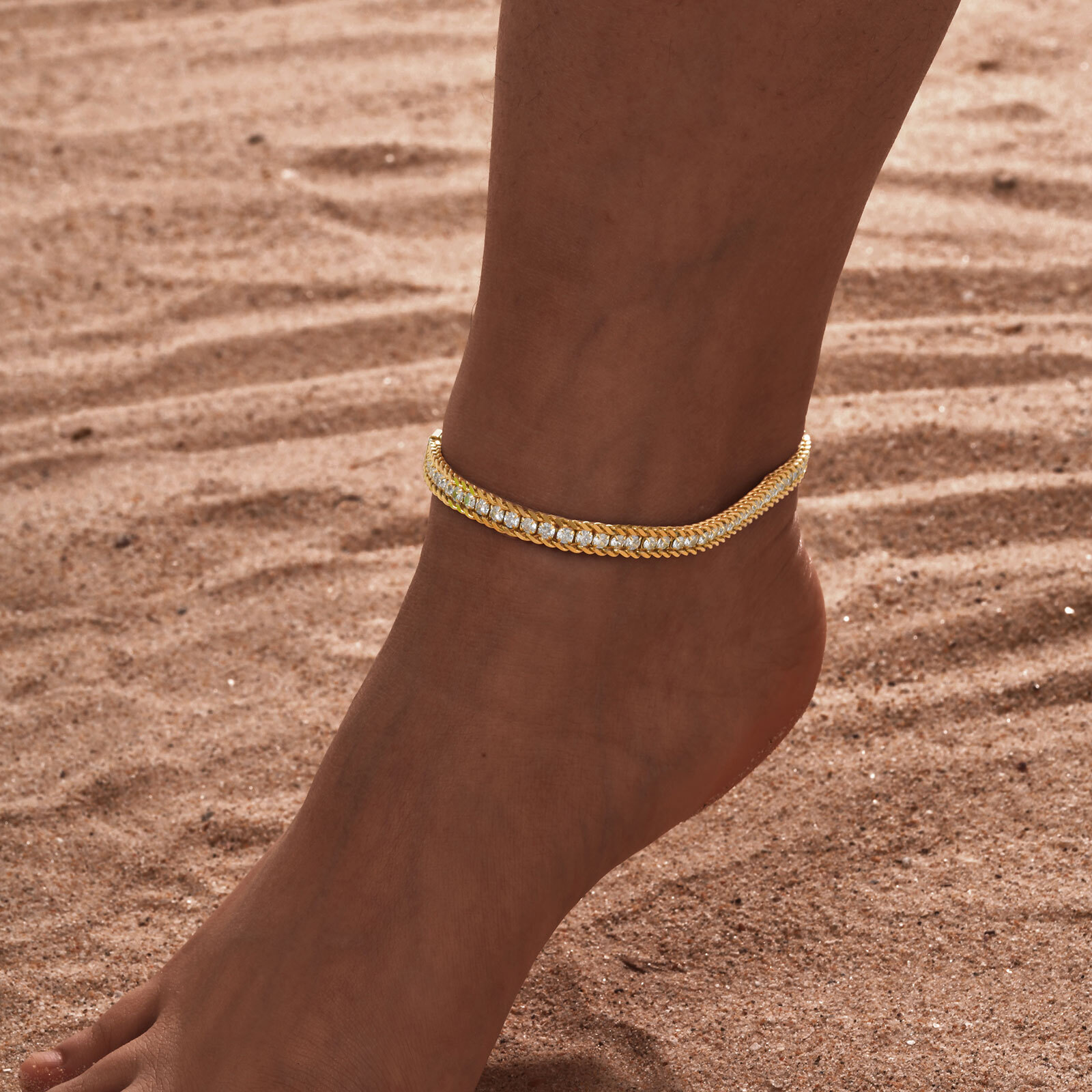 Jc Jewelry & Watches - VnoxสแตนเลสสีขาวZirconผู้หญิงAnklets Minimalist Beach Holiday Daintyข้อเท้ากันน้ําเครื่องประดับของขวัญหญิง