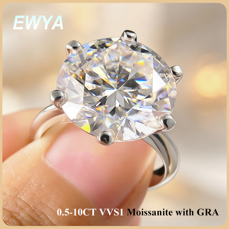 Moissanite Ring - แหวนหมั้นเพชรโมอิสซาไนต์ EWYA GRA Certified ขนาด 0.5-10