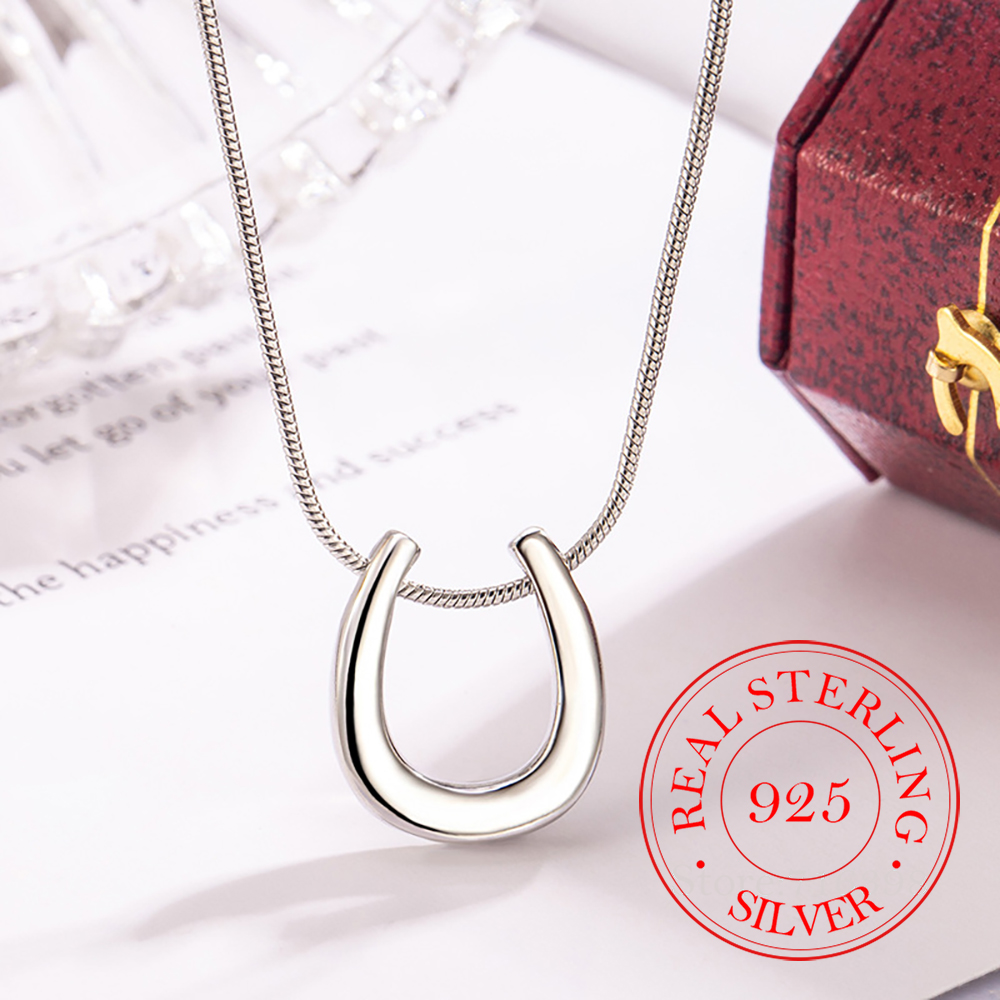 Crystal Choker Necklace - เงินจริง 925 เงินสเตอร์ลิงเกาหลี U-รูปจี้ Choker สร้อยคอผู้หญิงหญิงหรูหรางานแต่งงานเครื่องประดับของขวัญ