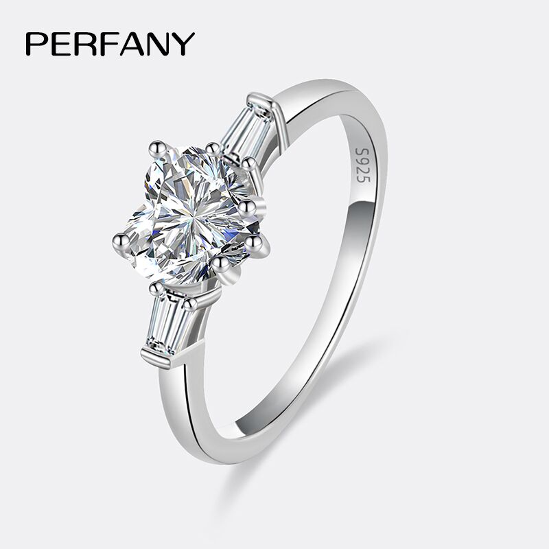 Statement Cocktail Ring - PERFANY 1CT หัวใจตัด Moissanite แหวนหมั้นผู้หญิง S925