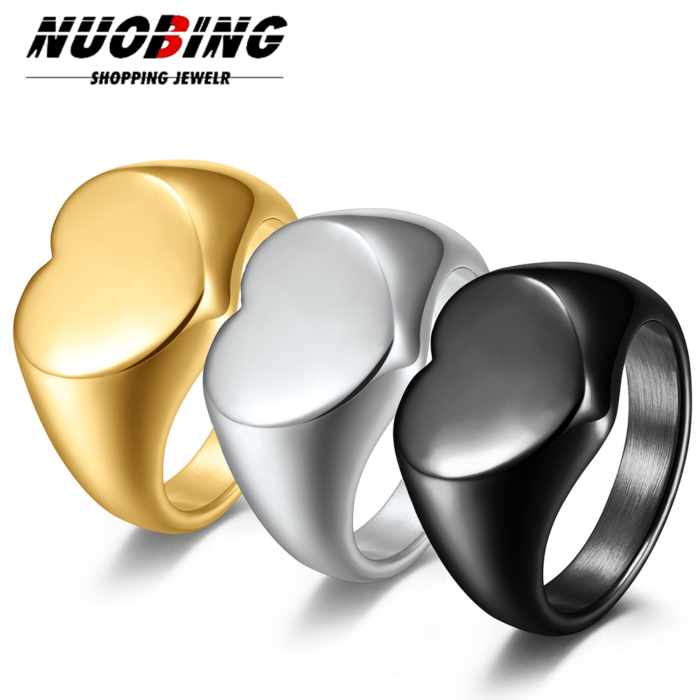 Statement Cocktail Ring - ที่กําหนดเองผู้หญิง Signet แหวนน่ารักหัวใจ Roung แหวนสแตนเลสสตีลเรขาคณิตนิ้วมือ Vintage