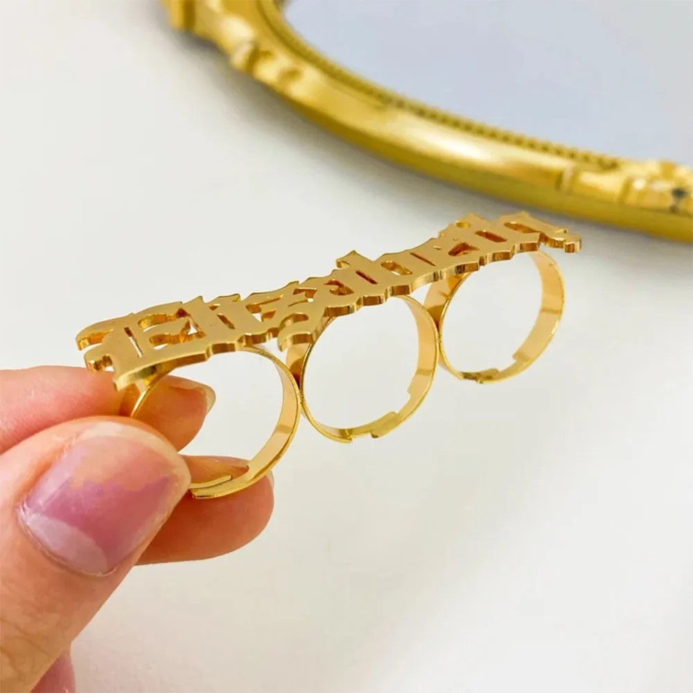 CUSTOM ชื่อแหวนผู้หญิง Knuckle - Statement Cocktail Ring บทวิจารณ์และราคา