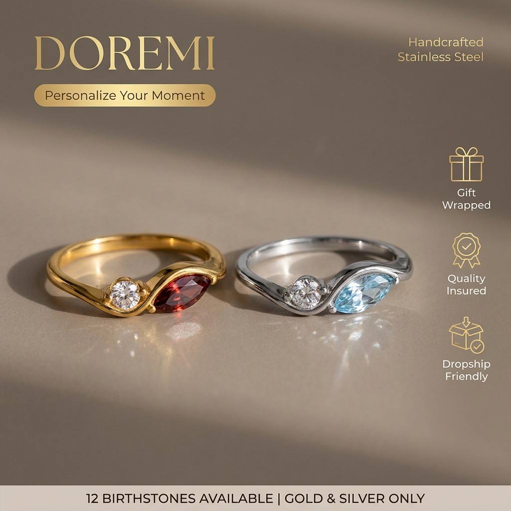 แหวนสแตนเลสกันน้ำ ทนต่อการหมอง - Birthstone Ring Set บทวิจารณ์และราคา