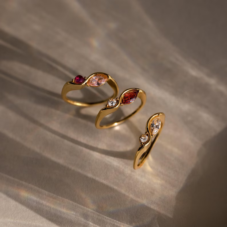 แหวนสแตนเลสกันน้ำ ทนต่อการหมอง - Birthstone Ring Set บทวิจารณ์และราคา