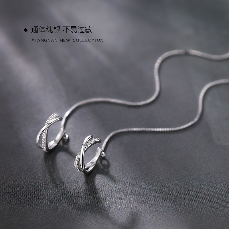 ต่างหูหนีบแบบโซ่คู่ เงินแท้ 92 - Ear Cuff No Piercing บทวิจารณ์และราคา