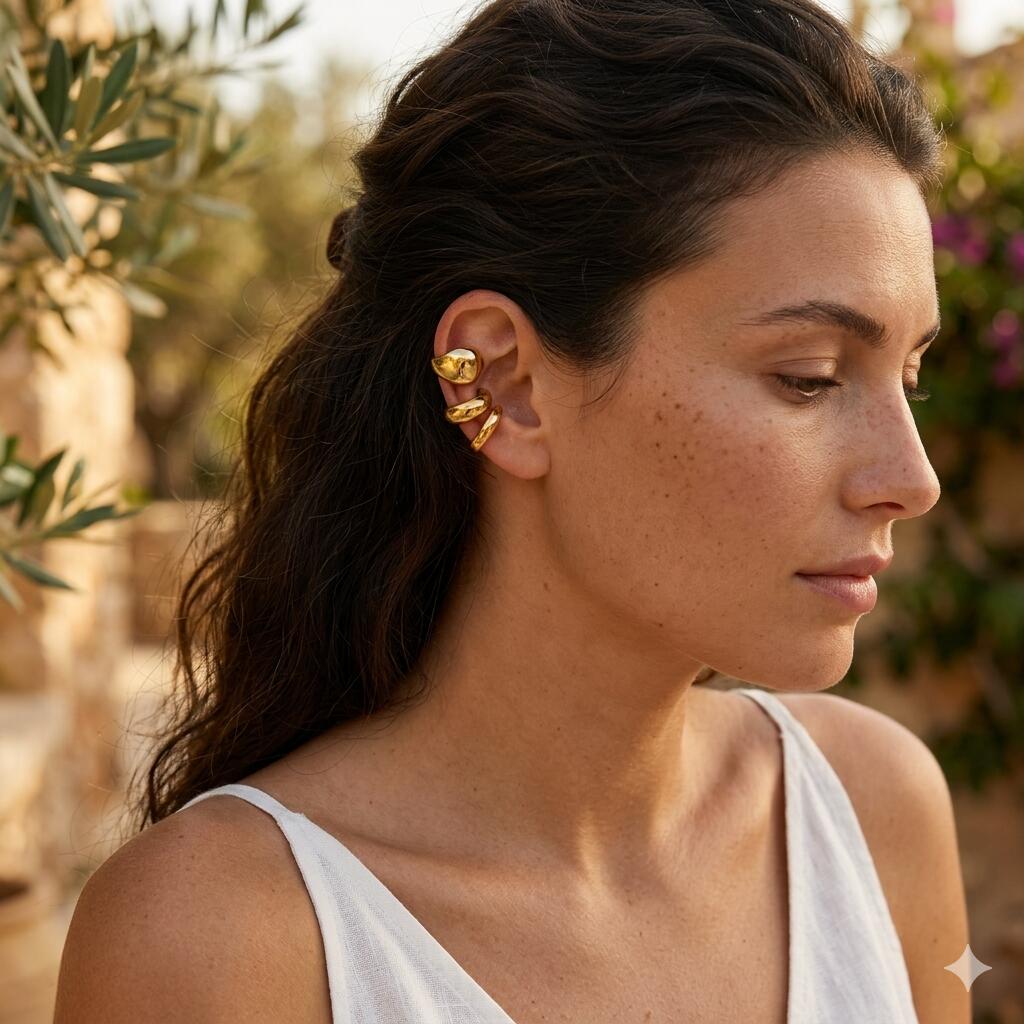 ต่างหูแบบหนีบ รูปทรงตัว C หนา  - Ear Cuff No Piercing บทวิจารณ์และราคา