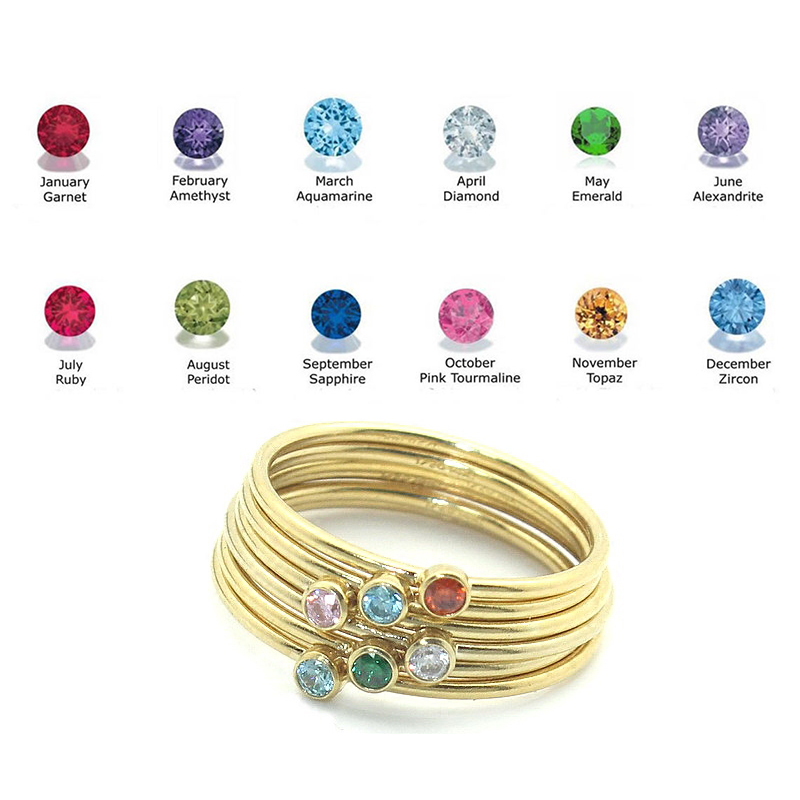 Birthstone แหวน 14K gold Fille - Birthstone Ring Set บทวิจารณ์และราคา