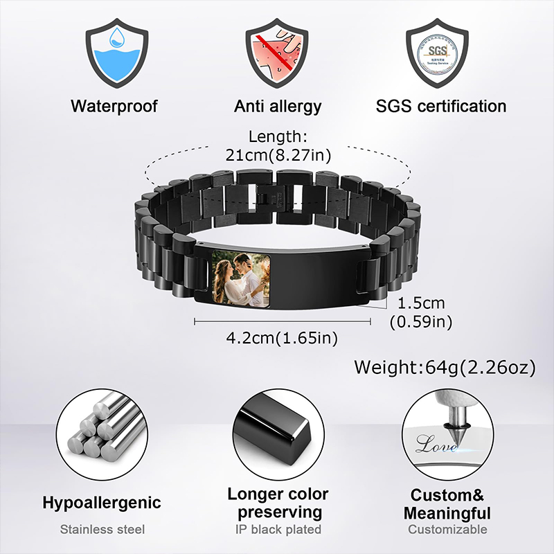 ภาพที่กําหนดเองข้อความสร้อยข้อ - Jewelry Watches Men บทวิจารณ์และราคา
