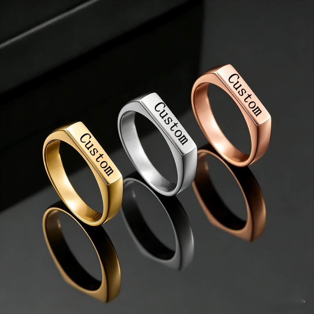 แหวนสลักชื่อ รูปภาพ สแตนเลสสตี - Statement Cocktail Ring บทวิจารณ์และราคา