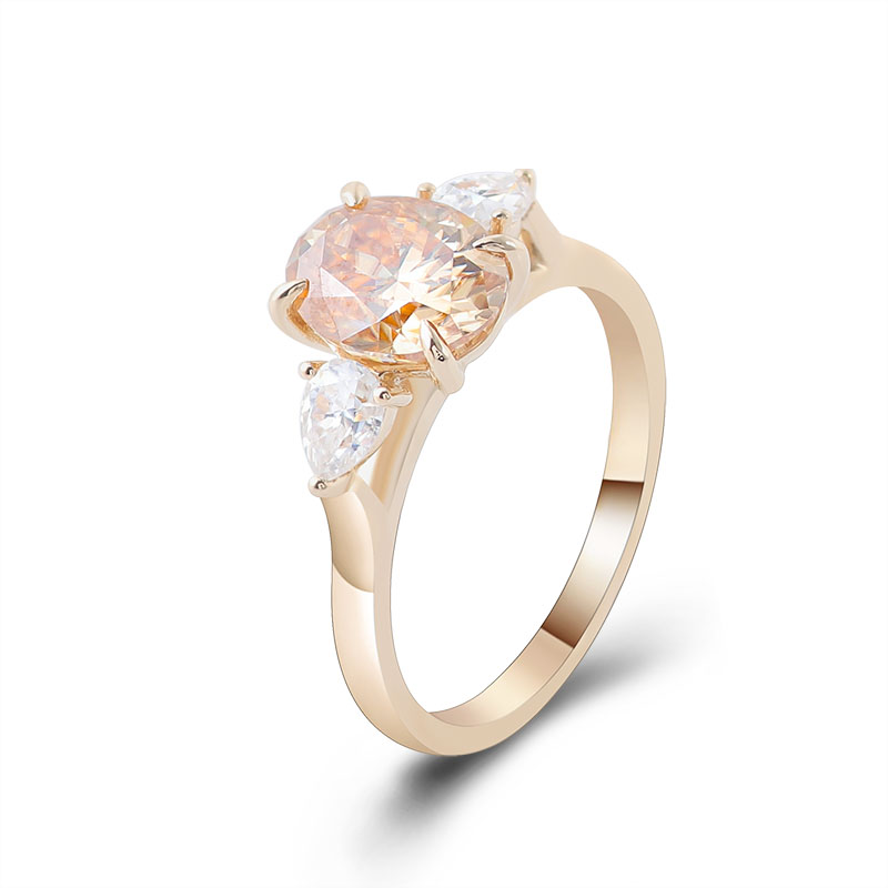 Provence 10K สีเหลืองทองสามแหว - Moissanite Ring บทวิจารณ์และราคา