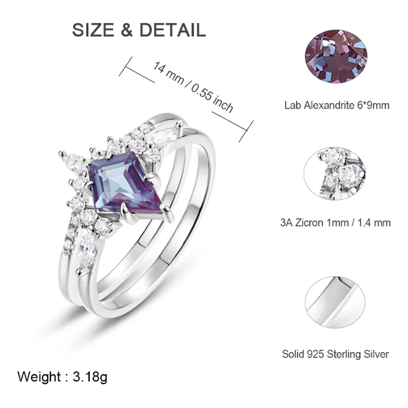 ALLNOEL Kite Cut 0.91ct Alexan - Birthstone Ring Set บทวิจารณ์และราคา