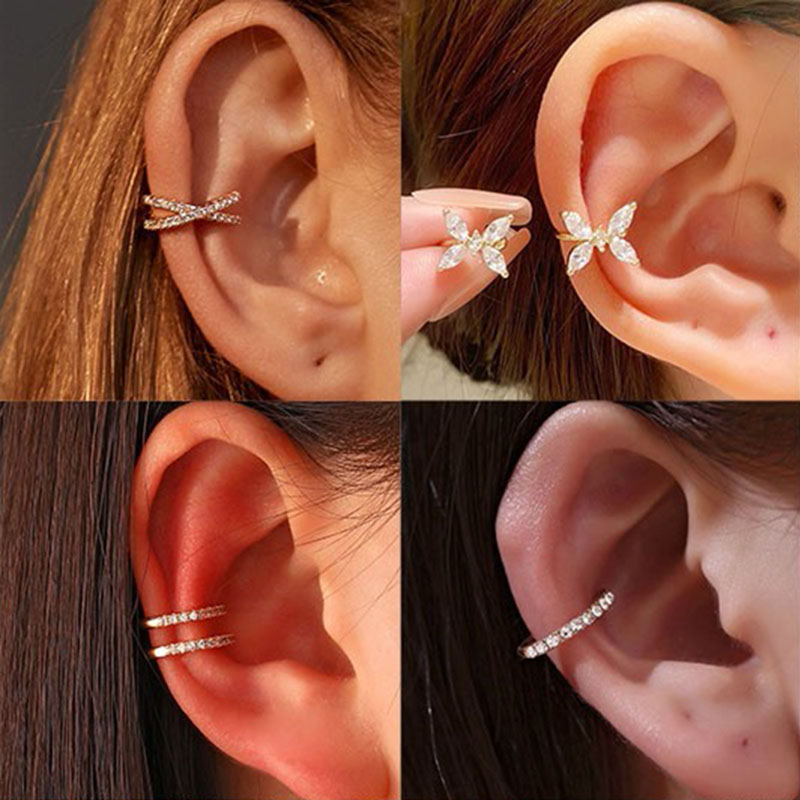 ต่างหูหนีบคริสตัลสไตล์เกาหลีสำ - Ear Cuff No Piercing บทวิจารณ์และราคา