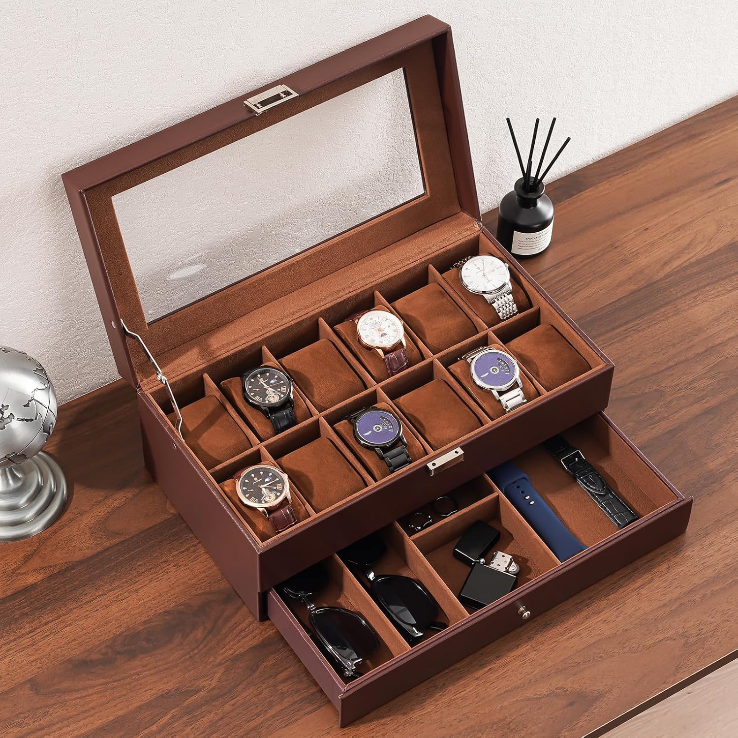 กล่องใส่นาฬิกา 12 ช่องพร้อมลิ้ - Watch Display Box บทวิจารณ์และราคา