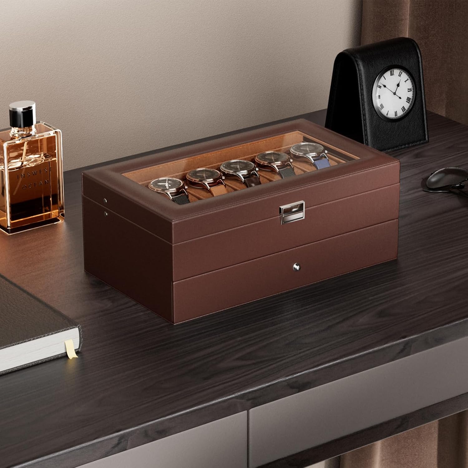 กล่องใส่นาฬิกา 12 ช่องพร้อมลิ้ - Watch Display Box บทวิจารณ์และราคา