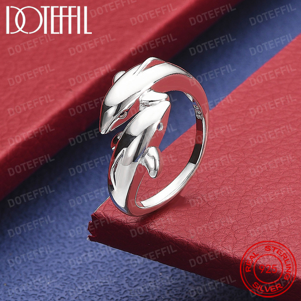 แหวนเงินแท้ 925 ลายปลาโลมาคู่  - Statement Cocktail Ring บทวิจารณ์และราคา