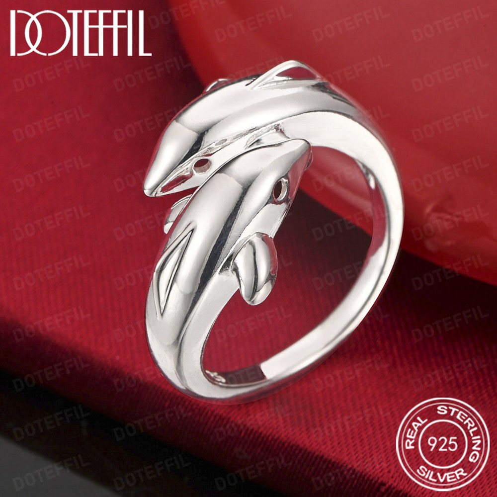 แหวนเงินแท้ 925 ลายปลาโลมาคู่  - Statement Cocktail Ring บทวิจารณ์และราคา