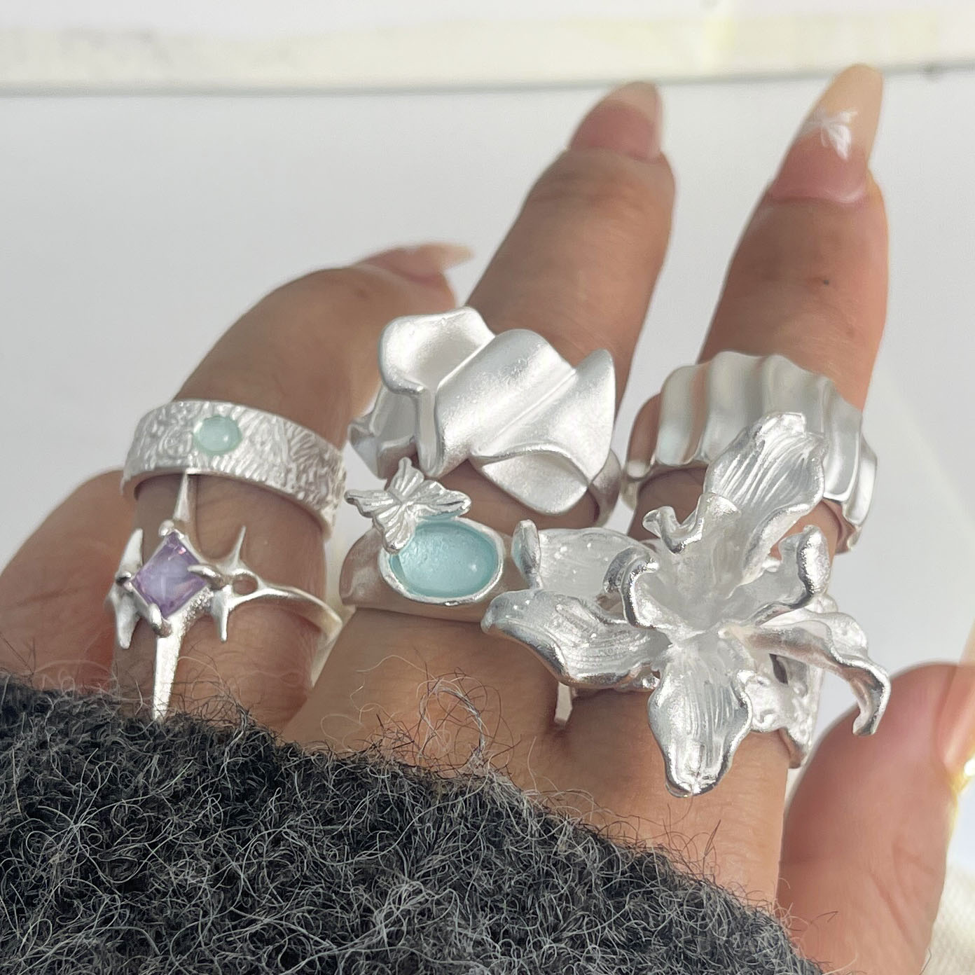 925 แหวนเงินสเตอร์ลิงสําหรับผู - Statement Cocktail Ring บทวิจารณ์และราคา