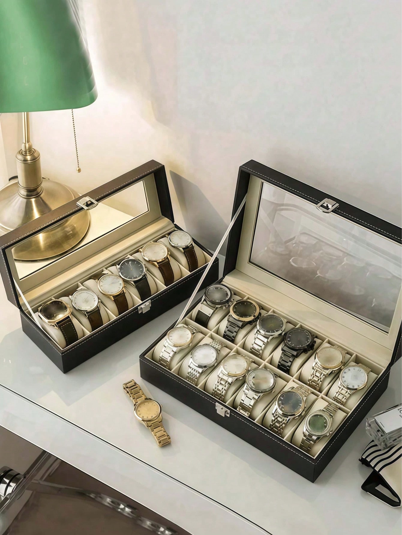 กล่องใส่นาฬิกาหนังพร้อมกุญแจล็ - Jewelry Watches Men บทวิจารณ์และราคา
