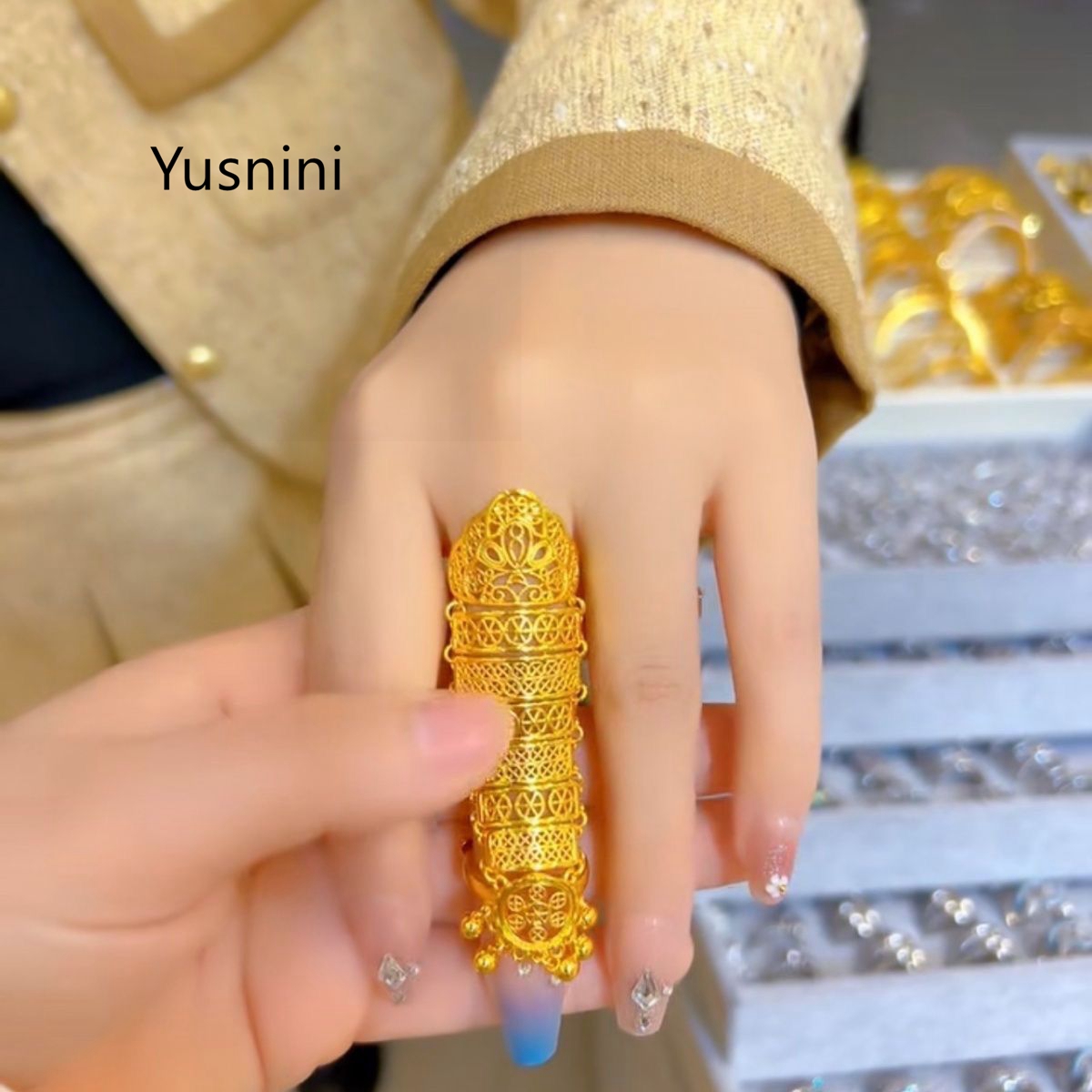 แหวนทองชุบ 24K สไตล์ชาติพันธุ์ - Statement Cocktail Ring บทวิจารณ์และราคา
