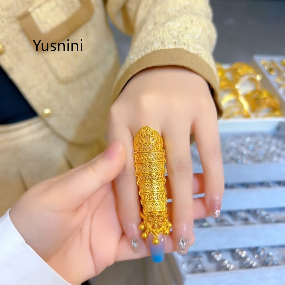 แหวนทองชุบ 24K สไตล์ชาติพันธุ์ - Statement Cocktail Ring บทวิจารณ์และราคา