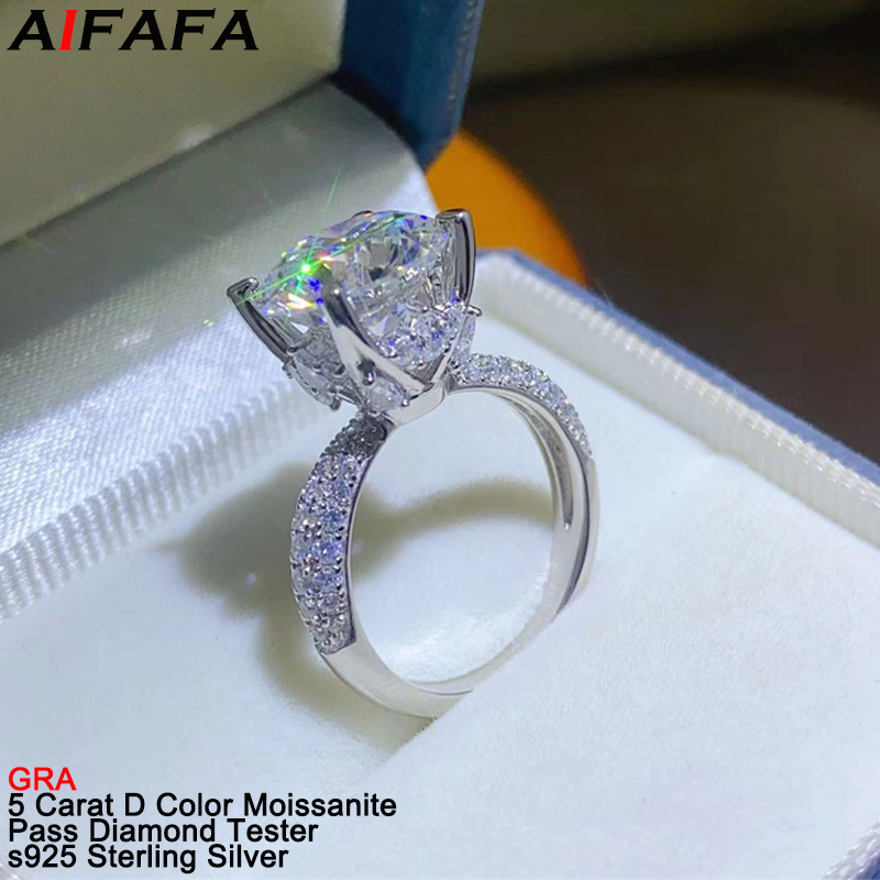 5 กะรัต D สี VVS1 Moissanite แ - Moissanite Ring บทวิจารณ์และราคา