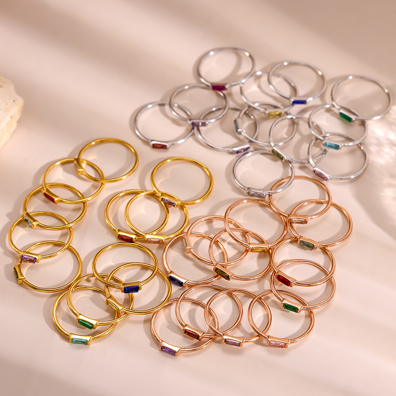 สแตนเลส Minimal Birthstone หิน - Birthstone Ring Set บทวิจารณ์และราคา