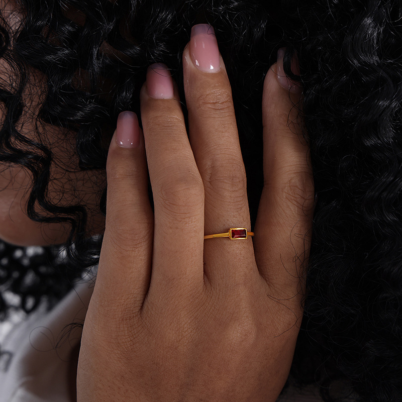 สแตนเลส Minimal Birthstone หิน - Birthstone Ring Set บทวิจารณ์และราคา