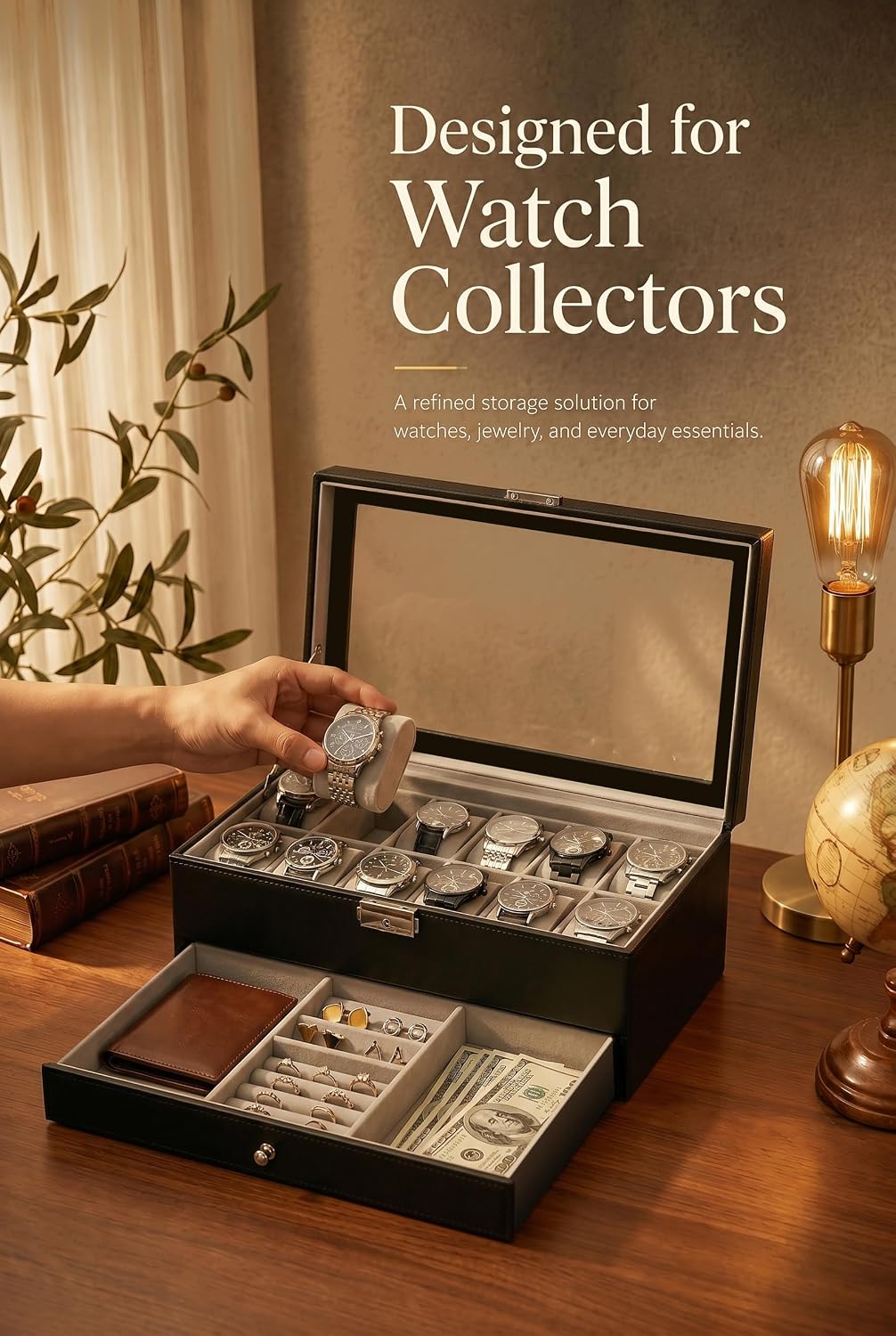 กล่องเก็บนาฬิกาสำหรับผู้ชาย ขอ - Jewelry Watches Men บทวิจารณ์และราคา
