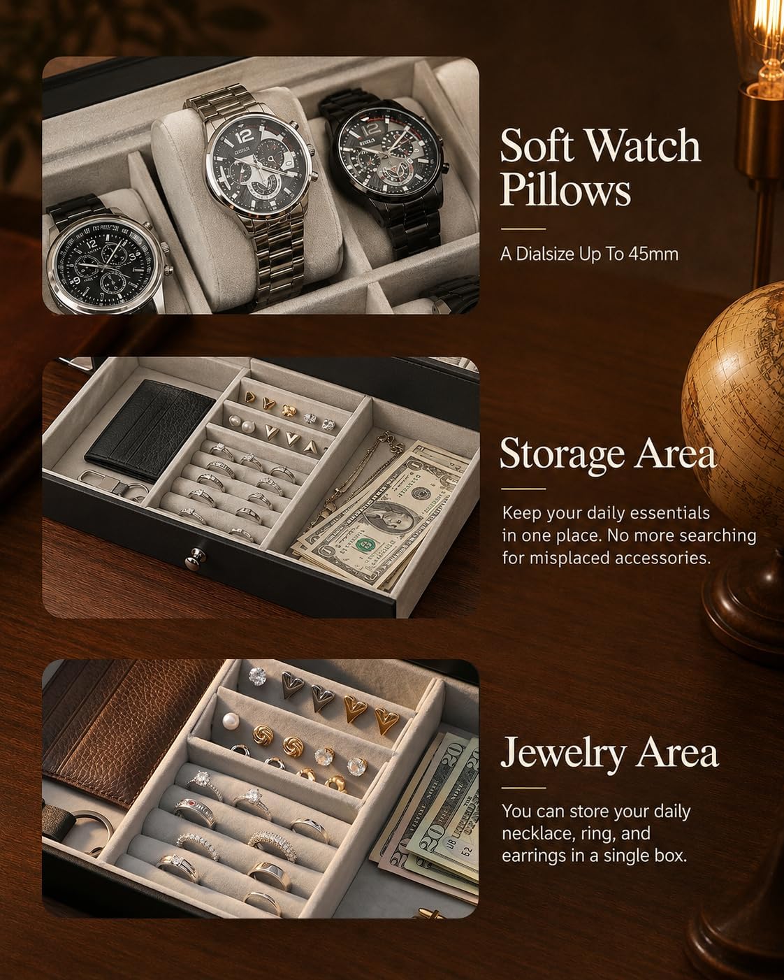 กล่องเก็บนาฬิกาสำหรับผู้ชาย ขอ - Jewelry Watches Men บทวิจารณ์และราคา
