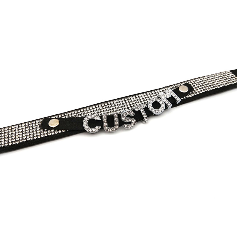 เงาRhinestoneตัวอักษรที่กําหนด - Crystal Choker Necklace บทวิจารณ์และราคา