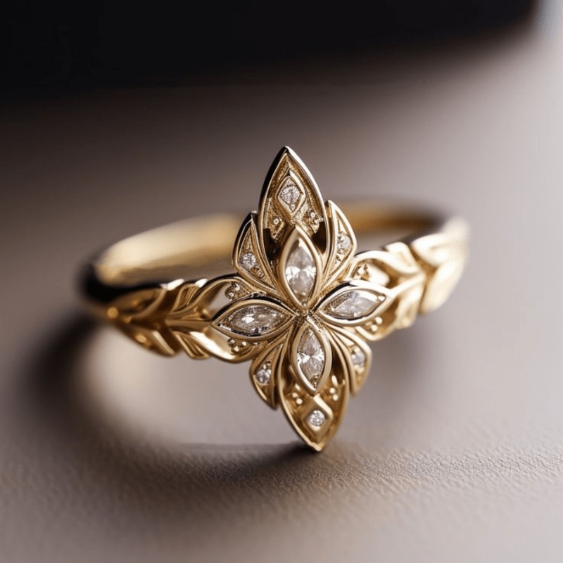 แหวนผู้หญิงฝังเพชร CZ สีขาวอย่ - Statement Cocktail Ring บทวิจารณ์และราคา