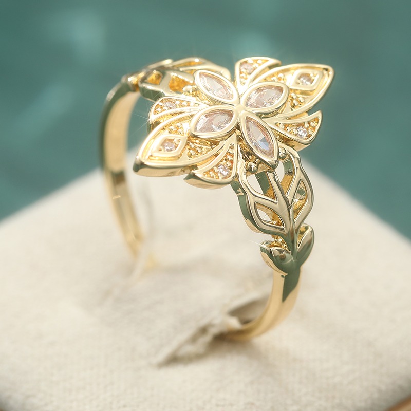 แหวนผู้หญิงฝังเพชร CZ สีขาวอย่ - Statement Cocktail Ring บทวิจารณ์และราคา