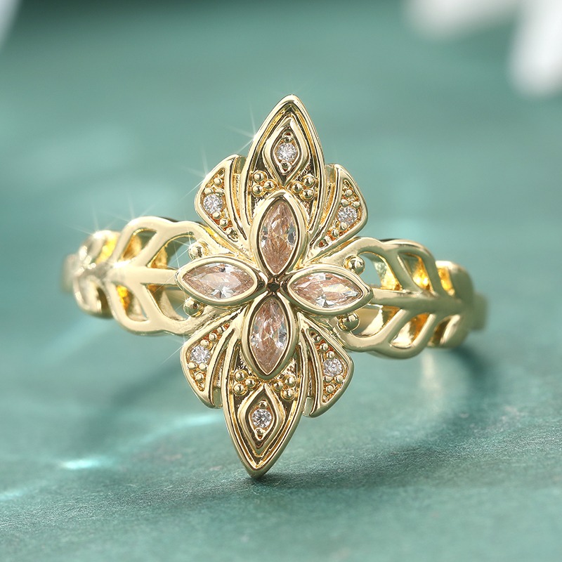 แหวนผู้หญิงฝังเพชร CZ สีขาวอย่ - Statement Cocktail Ring บทวิจารณ์และราคา